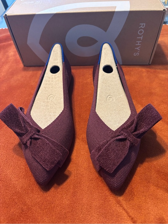 Rothy's Shoes - Rothy's Women's Point ll Bow Flats — Burgundy Syrah
